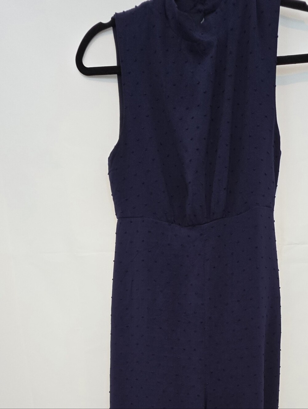Mi Ami Navy Textured Wide-Leg Jumpsuit Size Small